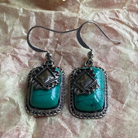 🆕 NWOT STERLING SILVER WITH TURQUOISE BLUE EARRINGS - Picture 6 of 9